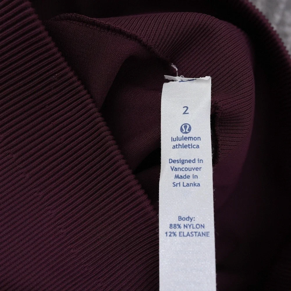 Lululemon Ebb to Street Tight 21 Burgundy Plum Seamless Mesh Leggings Womens 2